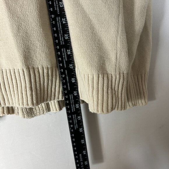 Roundtree & Yorke cable Knit Cardigan leather Button Sweater Cream Mens XL brown - Picture 8 of 11